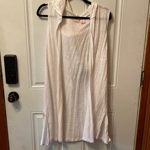 100% linen white beach cover-up with hood